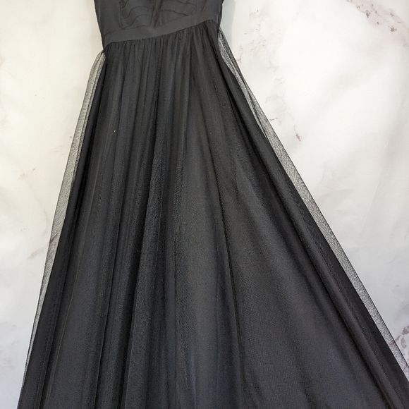 Aidan Mattox Dress Womens 2 Black Gown Formal Evening Tulle Tank Sleeveless Maxi - Picture 4 of 16